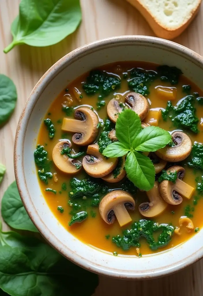 25+ Healthy Mushroom Soup Recipes You’ll Love - 11. Mushroom and Spinach Soup