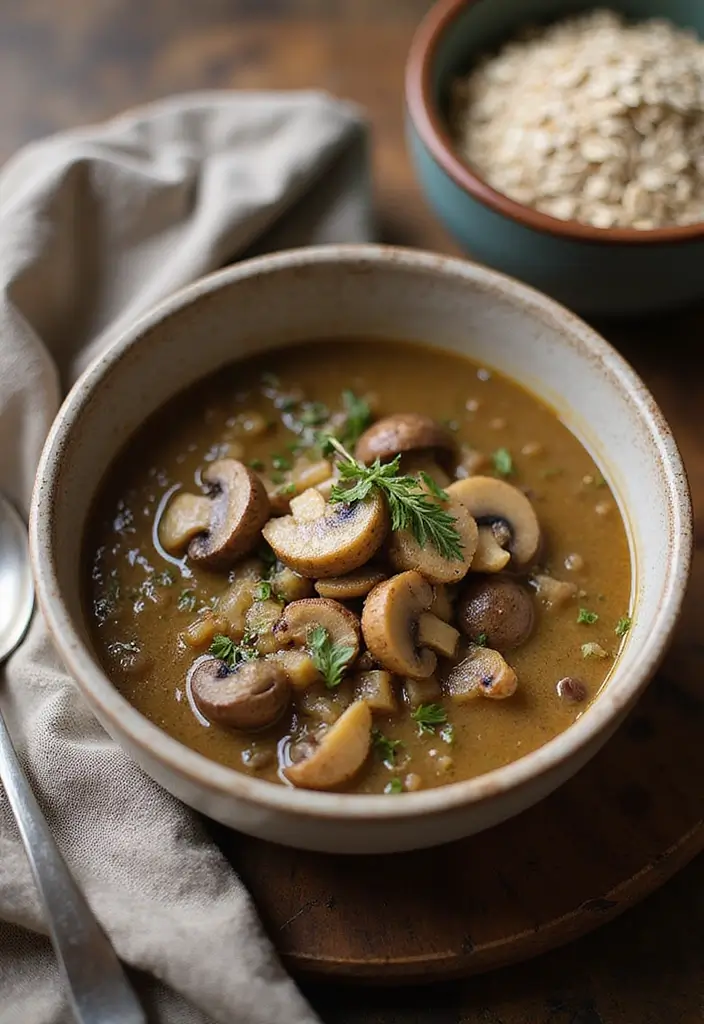 25+ Healthy Mushroom Soup Recipes You’ll Love - 12. Easy Mushroom Soup with Oats