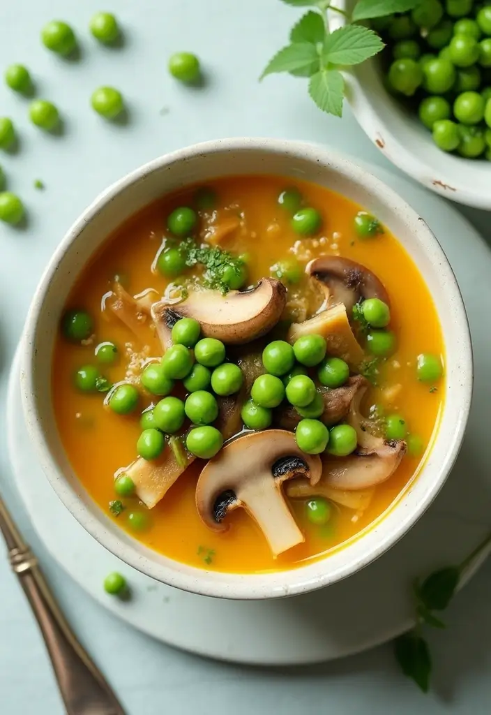 25+ Healthy Mushroom Soup Recipes You’ll Love - 14. Mushroom and Pea Soup