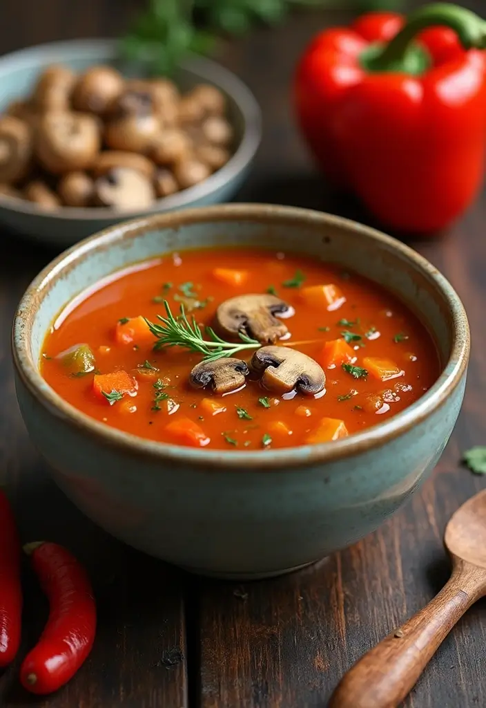 25+ Healthy Mushroom Soup Recipes You’ll Love - 15. Mushroom and Red Pepper Soup