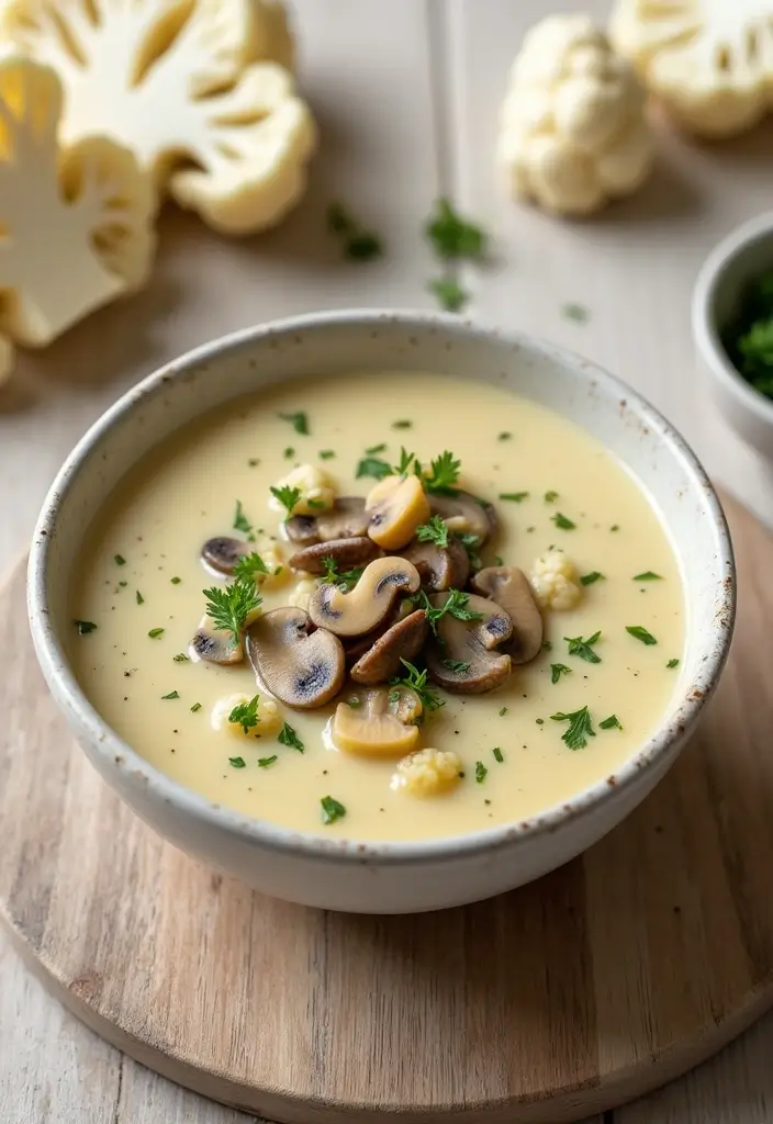 25+ Healthy Mushroom Soup Recipes You’ll Love - 16. Mushroom and Cauliflower Soup