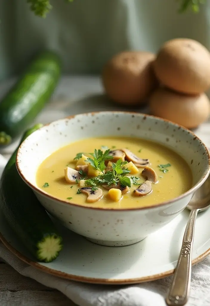 25+ Healthy Mushroom Soup Recipes You’ll Love - 23. Mushroom and Zucchini Soup