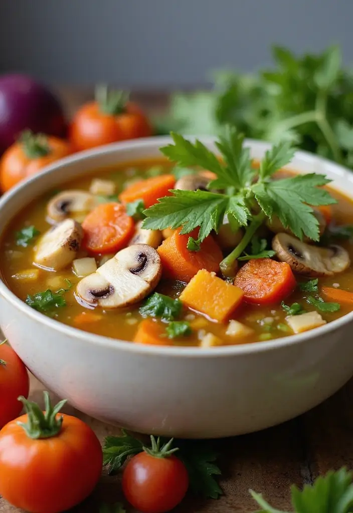 25+ Healthy Mushroom Soup Recipes You’ll Love - 7. Vegetable and Mushroom Soup