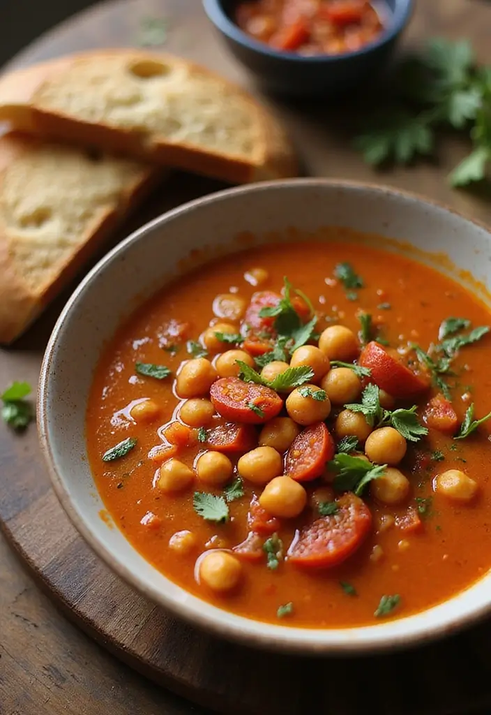 25+ Hearty Bean Soup Recipes for Comforting Meals - 3. Spicy Chickpea and Tomato Soup