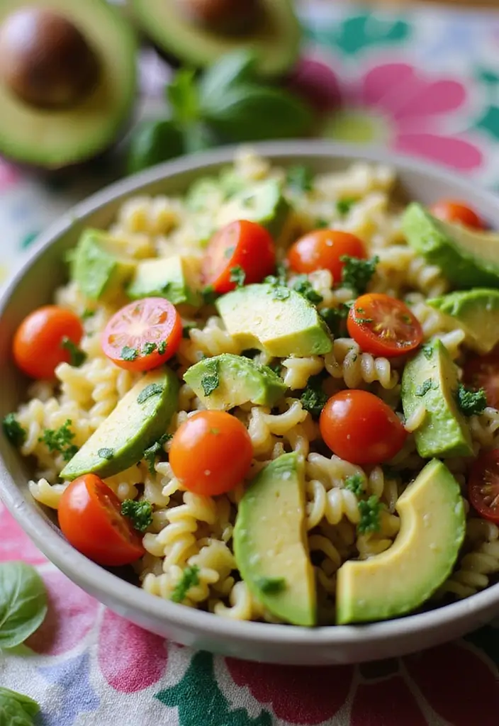 25+ Italian Pasta Salad Recipes for a Taste of Summer - 13. Avocado and Tomato Pasta Salad