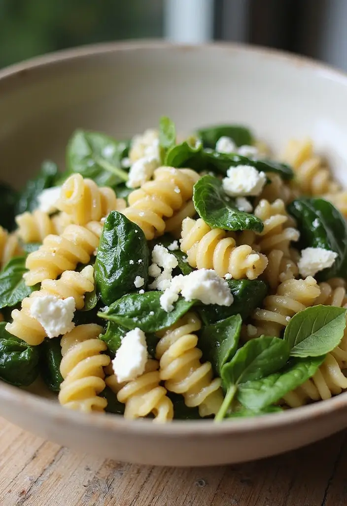 25+ Italian Pasta Salad Recipes for a Taste of Summer - 14. Spinach and Feta Pasta Salad