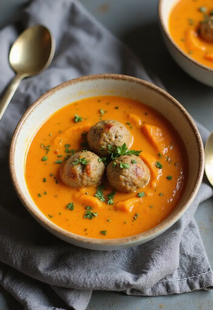 25+ Meatball Soup Recipes for Hearty Family Dinners 67 25+ Meatball Soup Recipes for Hearty Family Dinners - 11. Meatball and Sweet Potato Soup