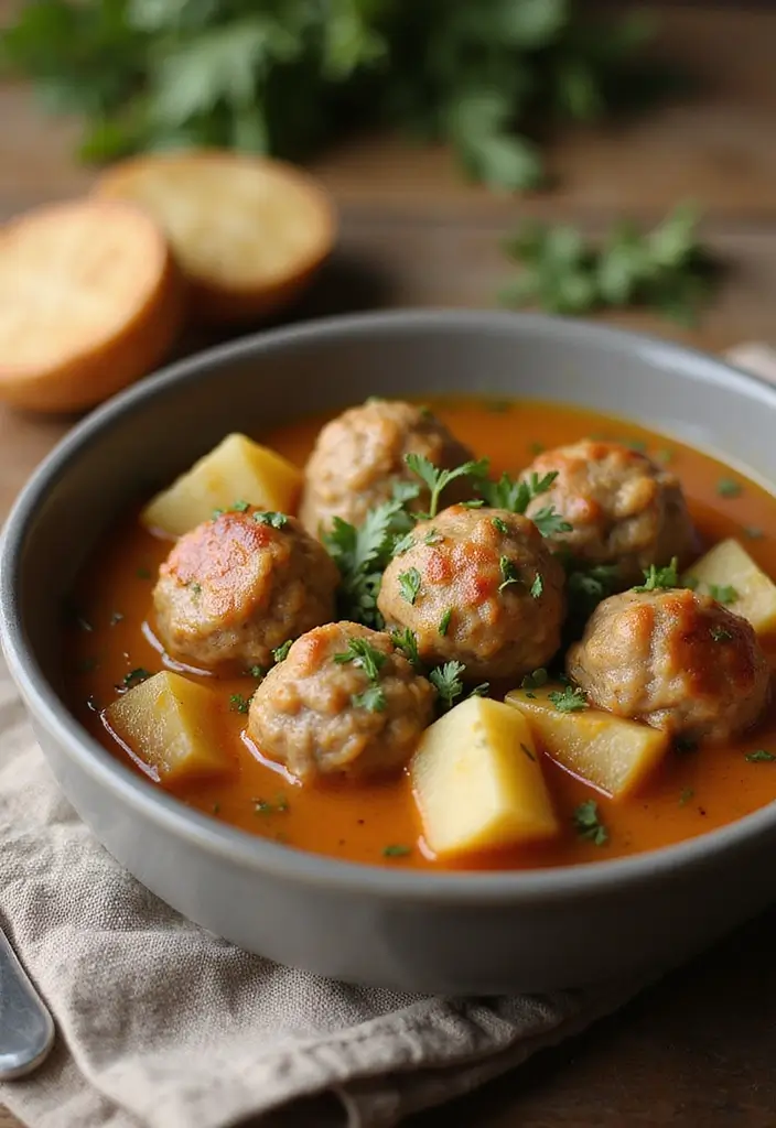 25+ Meatball Soup Recipes for Hearty Family Dinners 93 25+ Meatball Soup Recipes for Hearty Family Dinners - 15. Meatball and Potato Soup