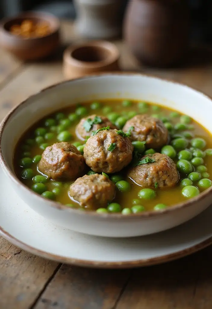 25+ Meatball Soup Recipes for Hearty Family Dinners 161 25+ Meatball Soup Recipes for Hearty Family Dinners - 25. Meatball Soup with Peas