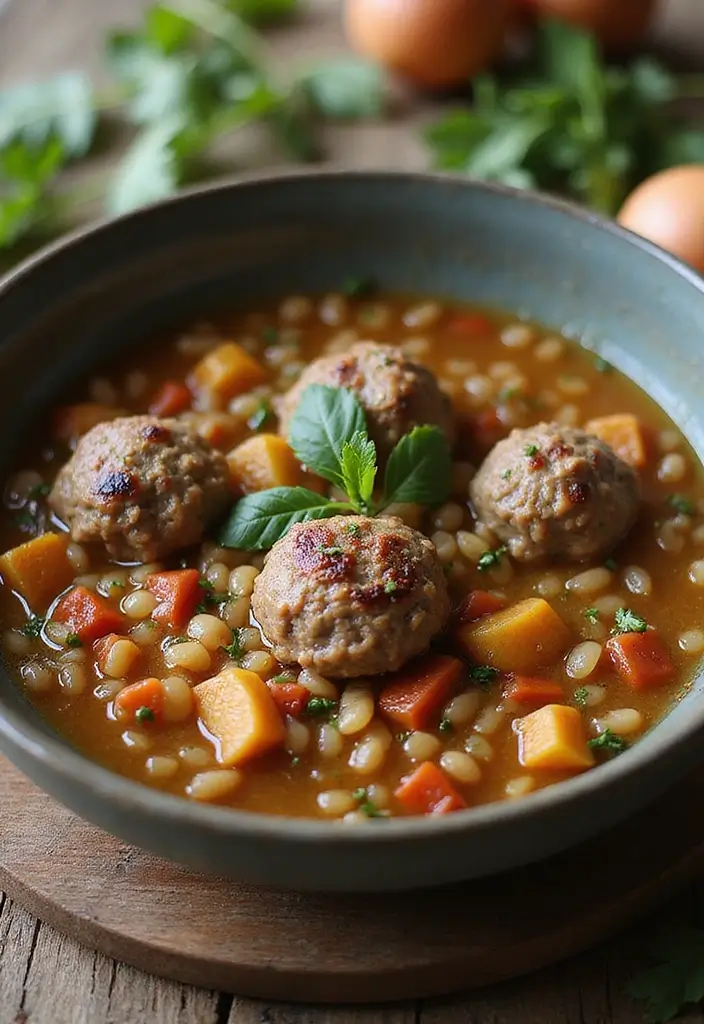 25+ Meatball Soup Recipes for Hearty Family Dinners 39 25+ Meatball Soup Recipes for Hearty Family Dinners - 7. Beef and Barley Meatball Soup