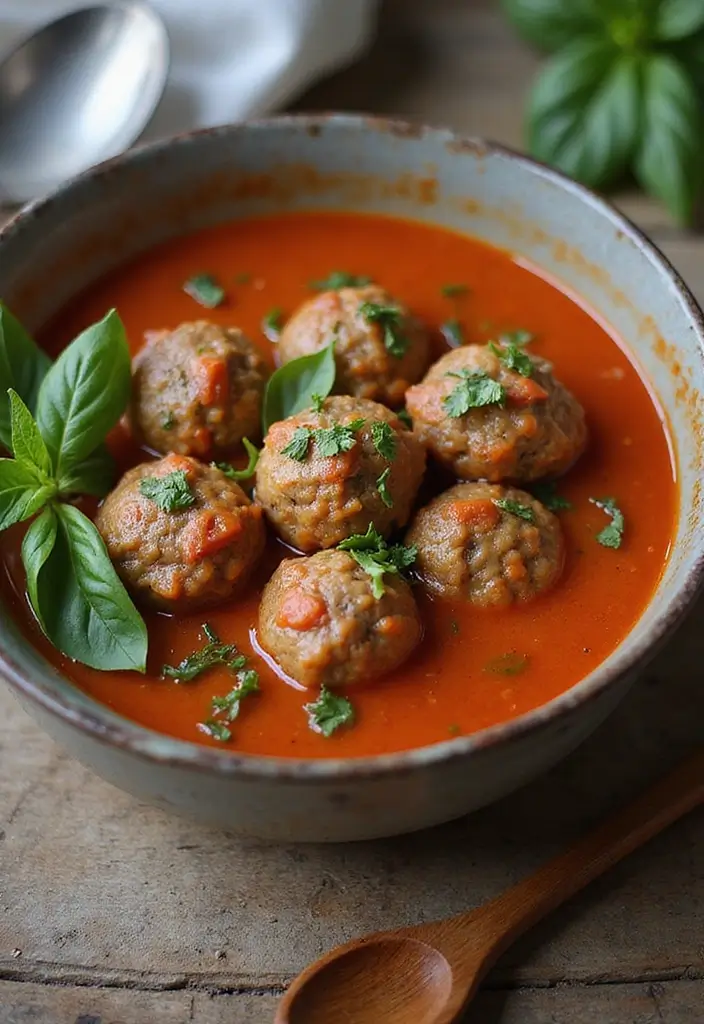 25+ Meatball Soup Recipes for Hearty Family Dinners 46 25+ Meatball Soup Recipes for Hearty Family Dinners - 8. Meatball and Tomato Basil Soup