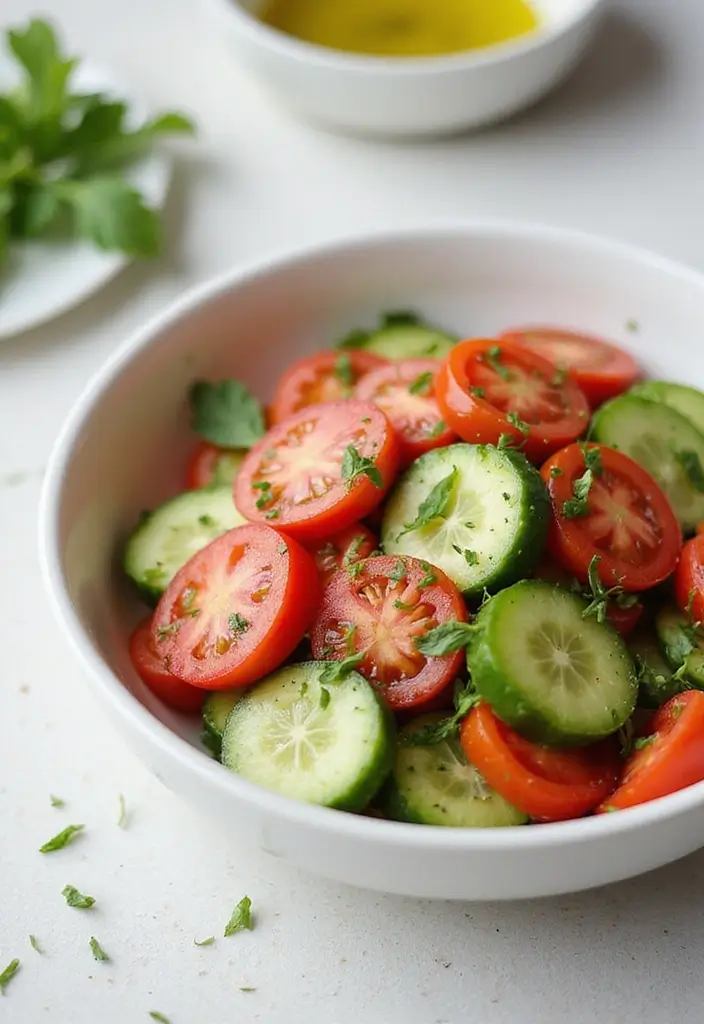 25+ Mediterranean Salad Recipes for a Fresh Lifestyle 74 25+ Mediterranean Salad Recipes for a Fresh Lifestyle - 12. Tomato and Cucumber Salad