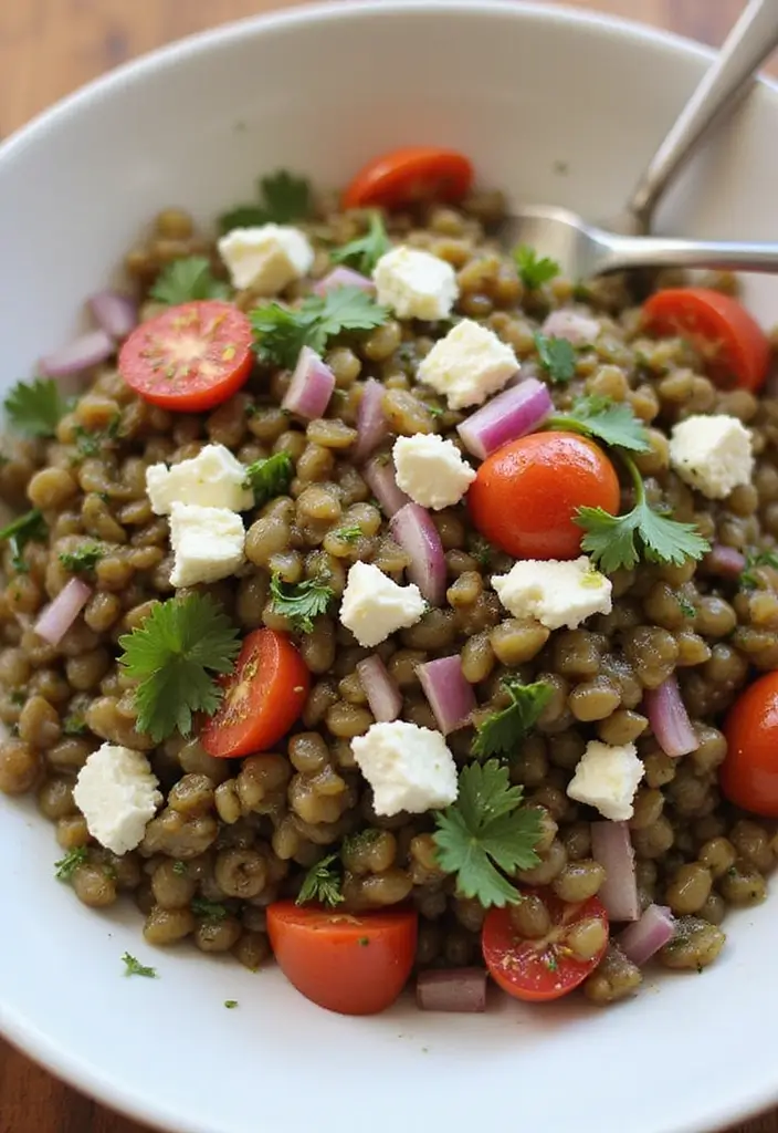 25+ Mexican Salad Recipes with Bold Zesty Flavor - 23. Warm Lentil Salad with Feta