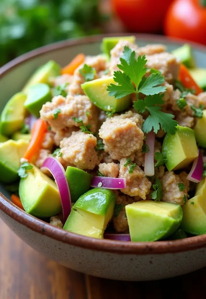 25+ Mexican Salad Recipes with Bold Zesty Flavor - 9. Tuna and Avocado Salad