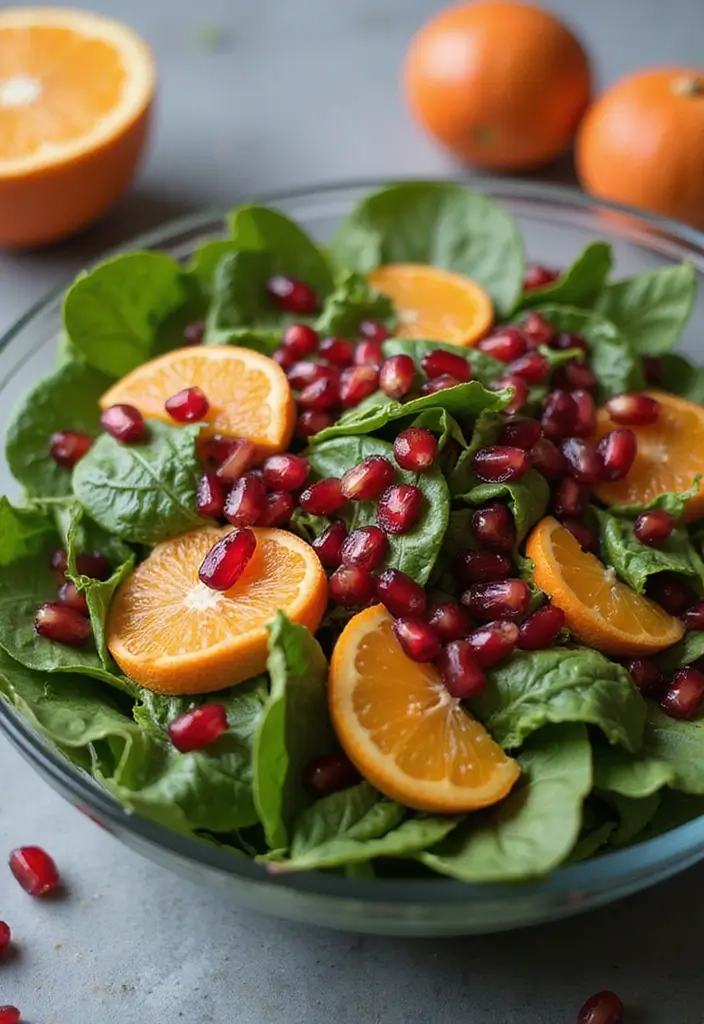 25+ Mixed Green Salad Recipes for Easy Healthy Meals - 10. Pomegranate Spinach Salad