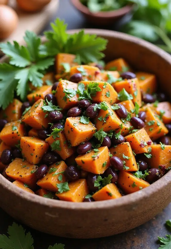 25+ Mixed Green Salad Recipes for Easy Healthy Meals - 14. Sweet Potato and Black Bean Salad