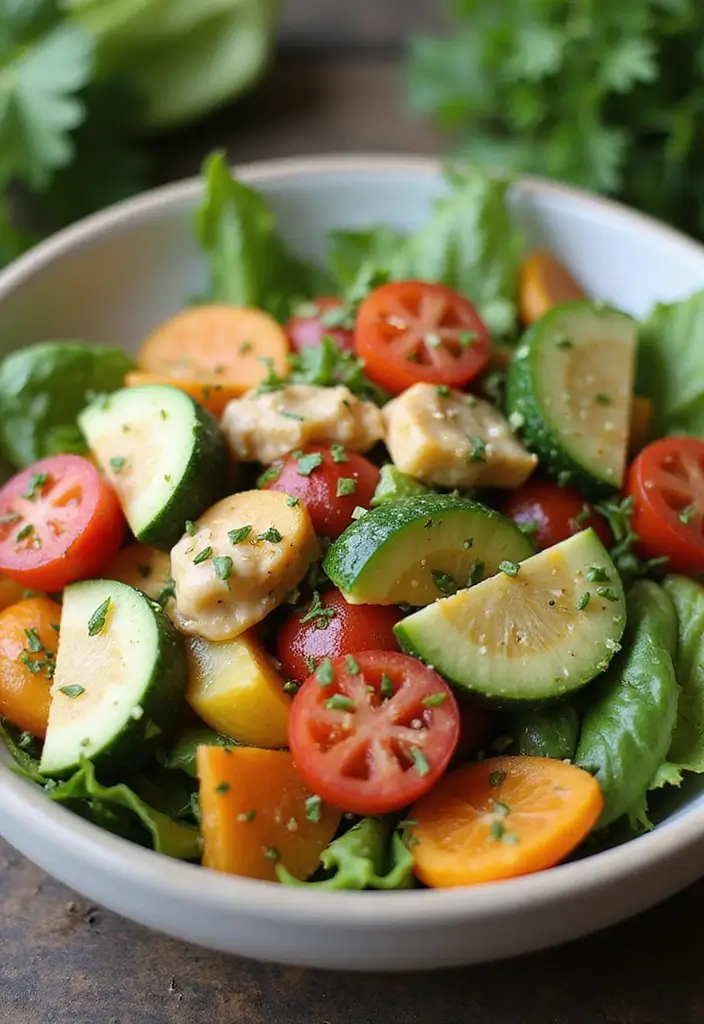 25+ Mixed Green Salad Recipes for Easy Healthy Meals - 15. Garden Vegetable Salad with Lemon Vinaigrette