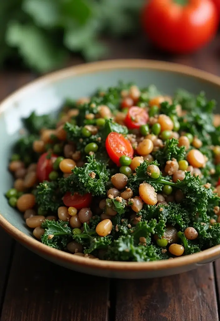 25+ Mixed Green Salad Recipes for Easy Healthy Meals - 24. Rustic Lentil and Kale Salad