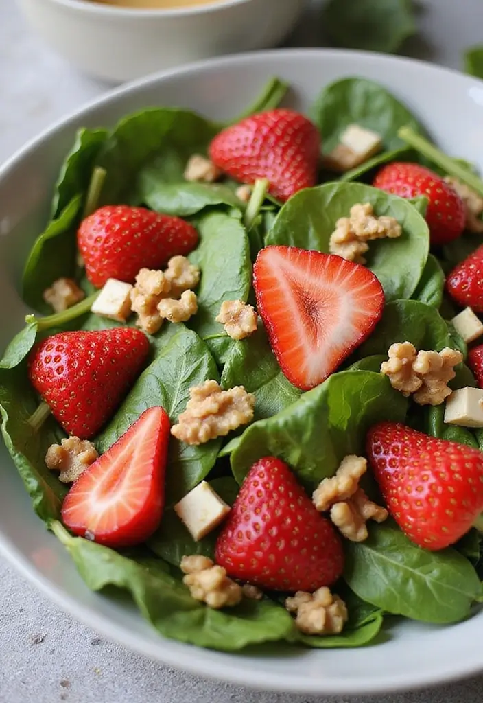 25+ Mixed Green Salad Recipes for Easy Healthy Meals - 3. Spinach Strawberry Salad