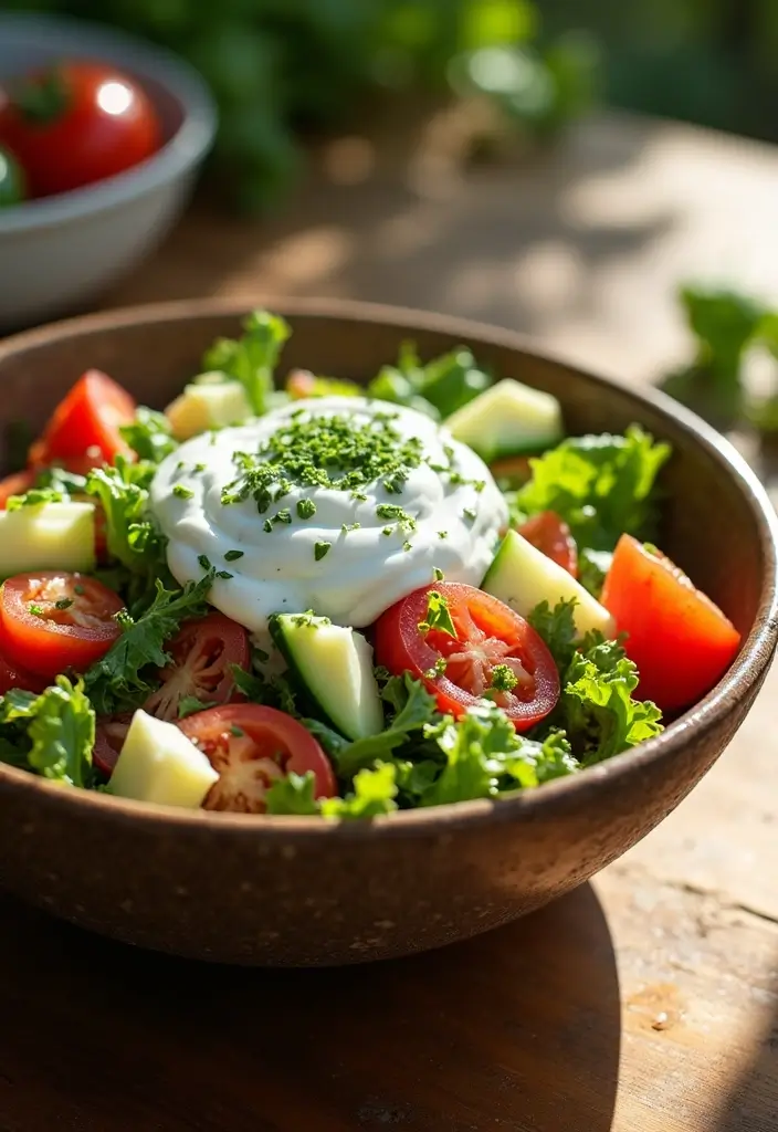 25+ Mixed Green Salad Recipes for Easy Healthy Meals - 7. Greek Salad with Tzatziki