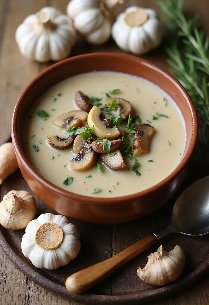 25+ Mushroom Soup Recipes for a Rich Earthy Bowl - 21. Roasted Garlic and Mushroom Soup