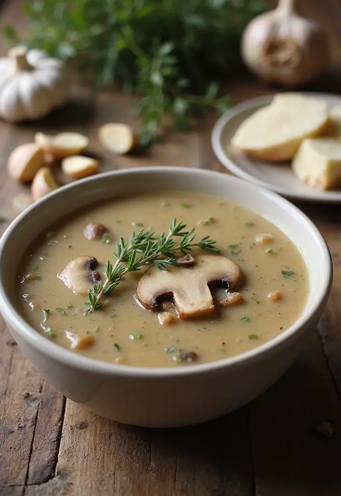 25+ Mushroom Soup Recipes for a Rich Earthy Bowl - 9. Garlic and Thyme Mushroom Soup