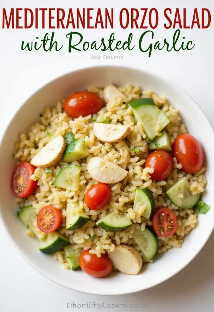 25+ Orzo Salad Recipes for Fresh Easy Meals - 25. Mediterranean Orzo Salad with Roasted Garlic