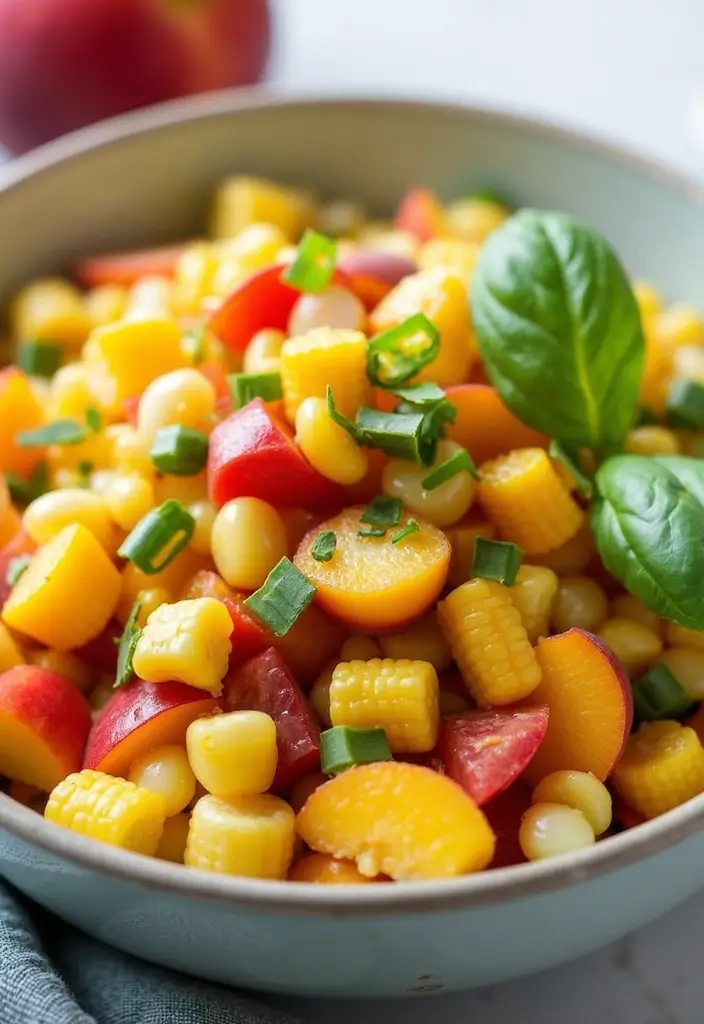 25+ Peach Salad Recipes That Taste Like Summer - 13. Peach and Corn Salad