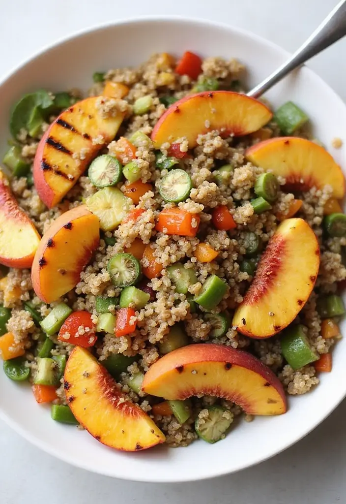 25+ Peach Salad Recipes That Taste Like Summer - 2. Grilled Peach and Quinoa Salad