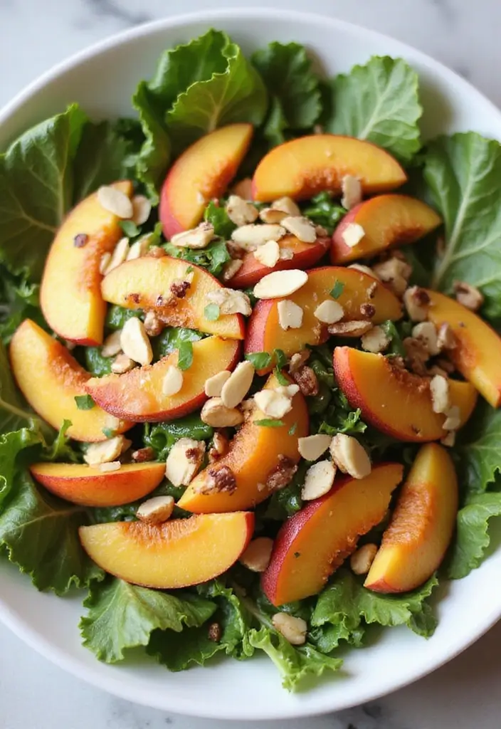 25+ Peach Salad Recipes That Taste Like Summer - 22. Peach and Almond Salad