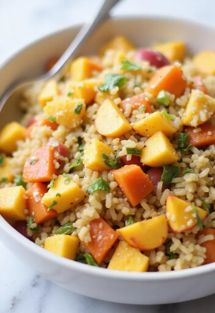 25+ Peach Salad Recipes That Taste Like Summer - 24. Peach and Rice Salad