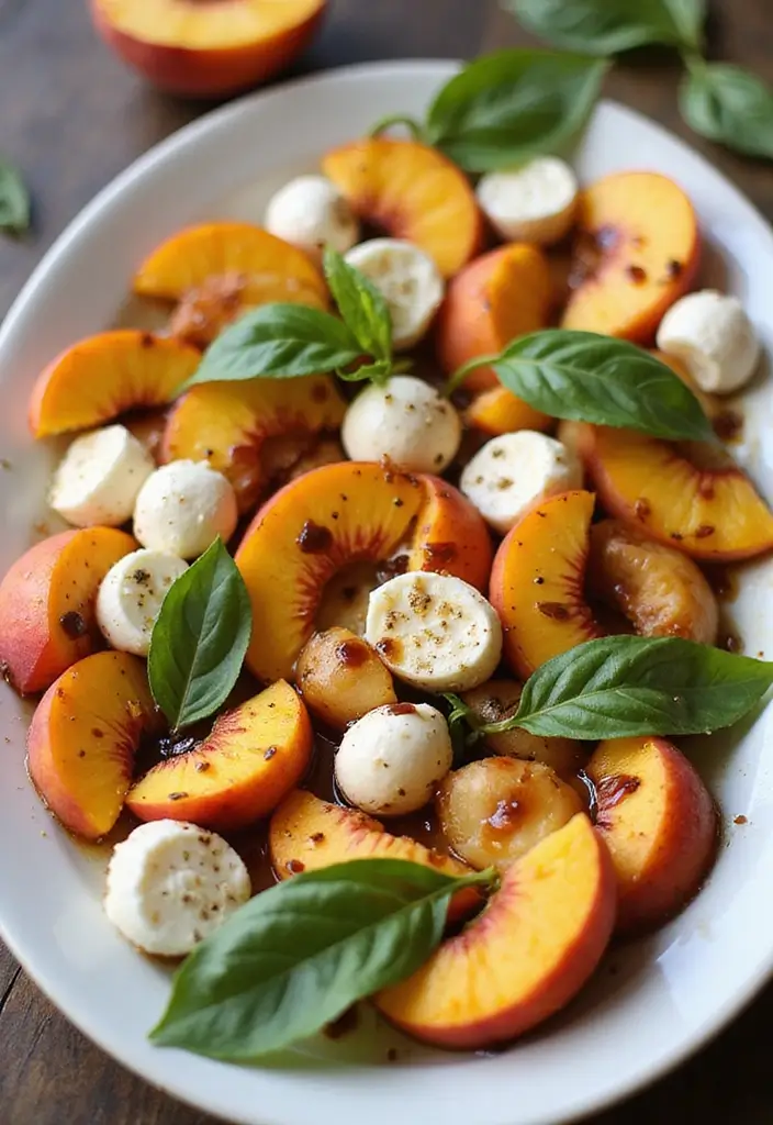 25+ Peach Salad Recipes That Taste Like Summer - 6. Peach and Mozzarella Caprese Salad