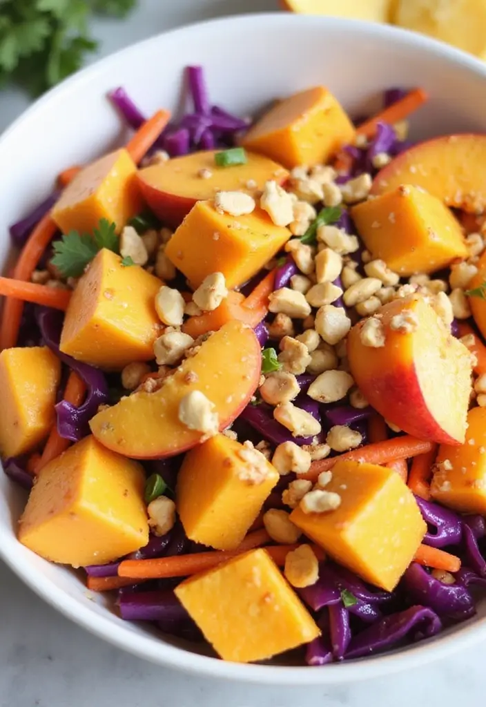 25+ Peach Salad Recipes That Taste Like Summer - 7. Thai Peach Salad with Lime and Peanuts