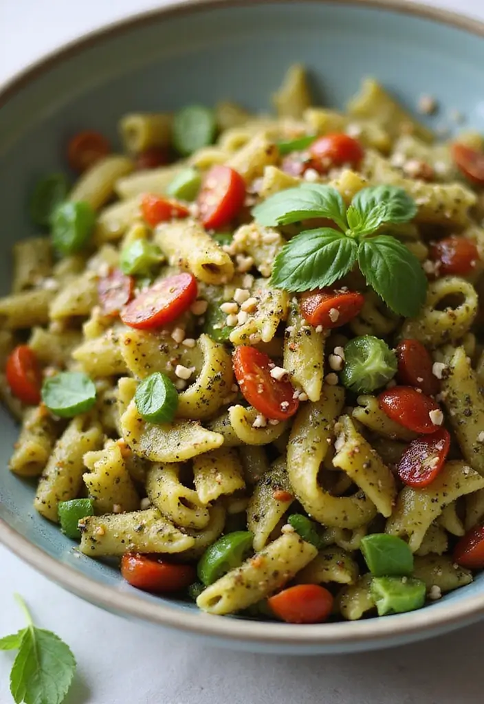 25+ Pesto Pasta Salad Recipes Full of Fresh Basil Flavor - 15. Asian-Inspired Pesto Pasta Salad