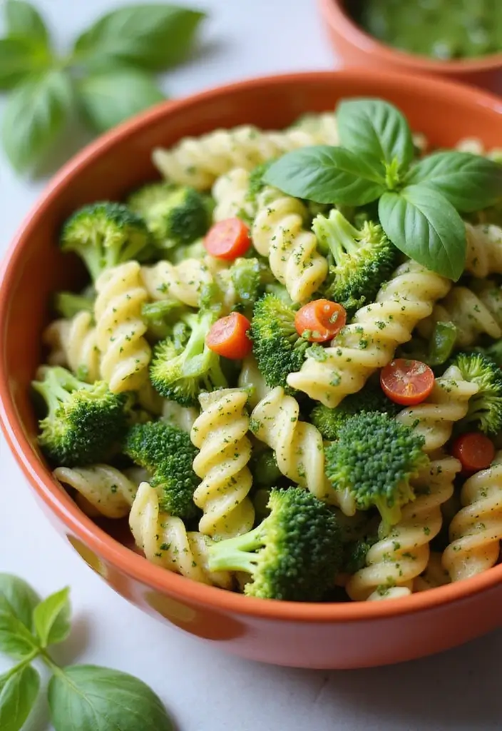 25+ Pesto Pasta Salad Recipes Full of Fresh Basil Flavor - 16. Pesto Pasta Salad with Broccoli