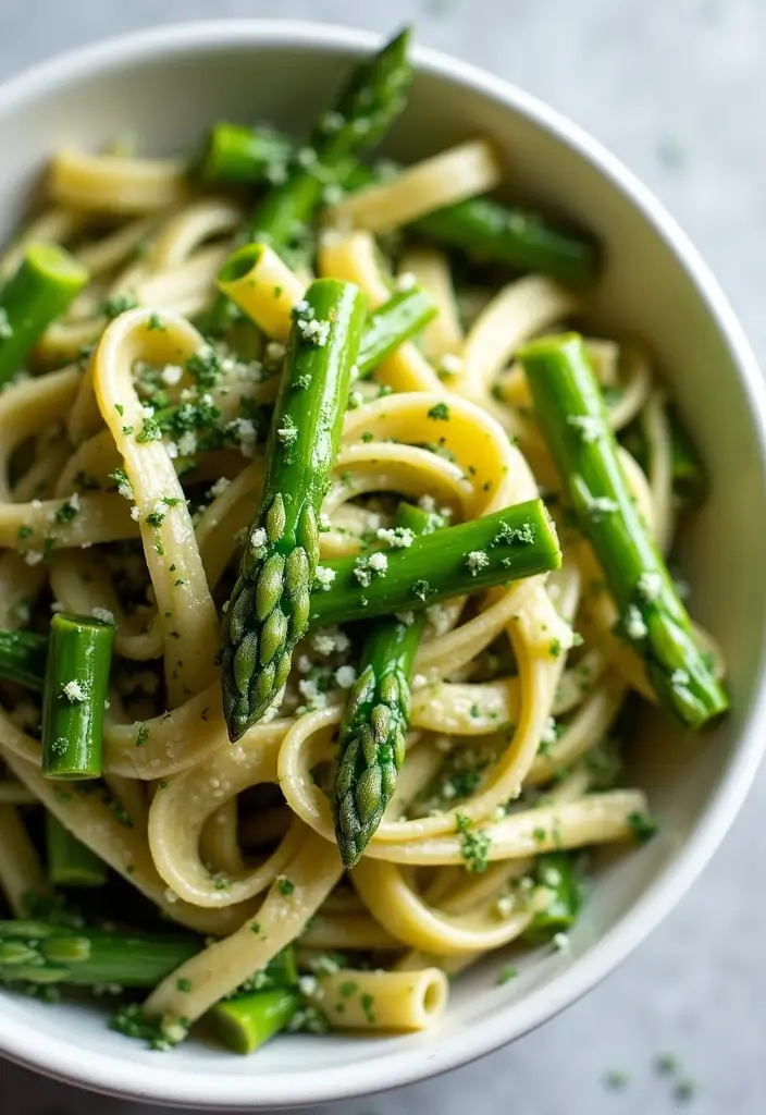 25+ Pesto Pasta Salad Recipes Full of Fresh Basil Flavor - 18. Pesto Pasta Salad with Asparagus