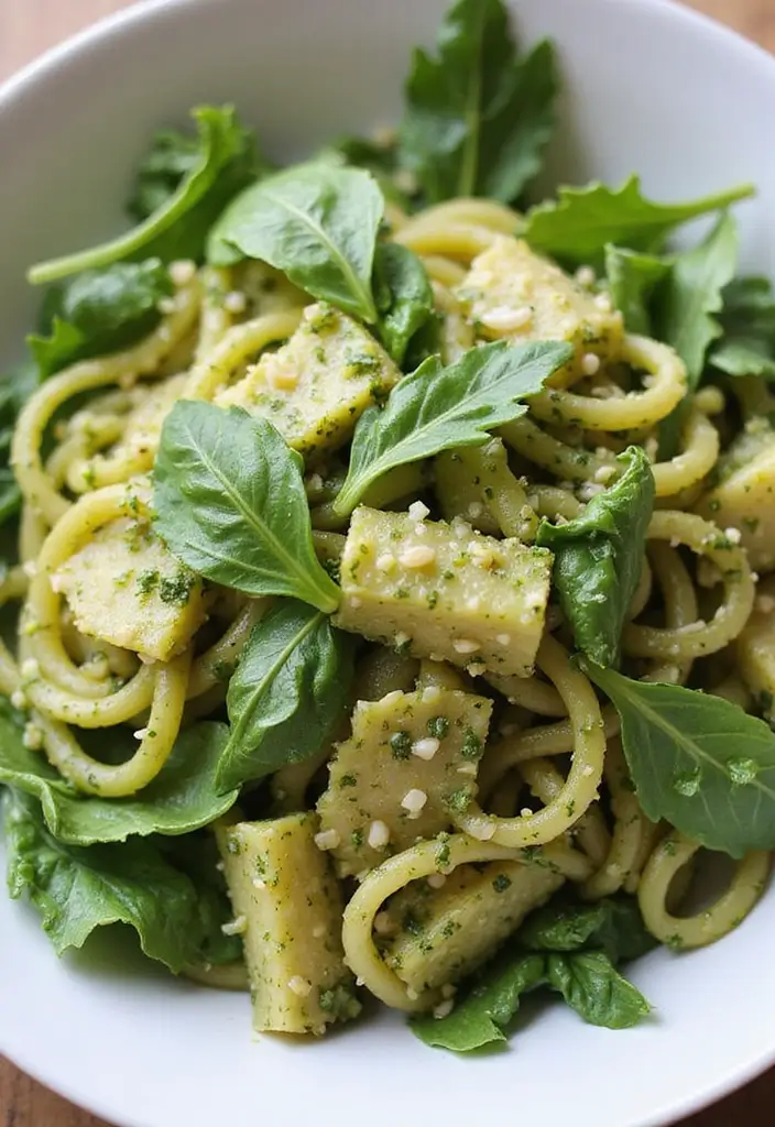 25+ Pesto Pasta Salad Recipes Full of Fresh Basil Flavor - 20. Pesto Pasta Salad with Arugula