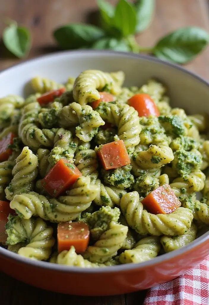 25+ Pesto Pasta Salad Recipes Full of Fresh Basil Flavor - 22. Pesto Pasta Salad with Lentils