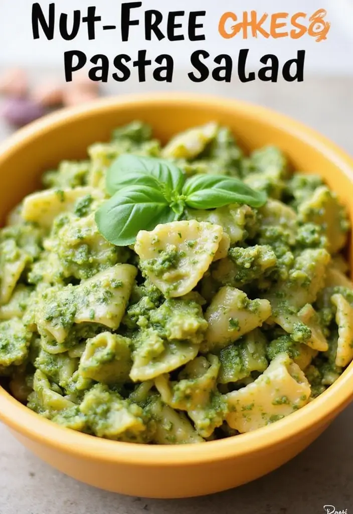 25+ Pesto Pasta Salad Recipes Full of Fresh Basil Flavor - 24. Nut-Free Pesto Pasta Salad