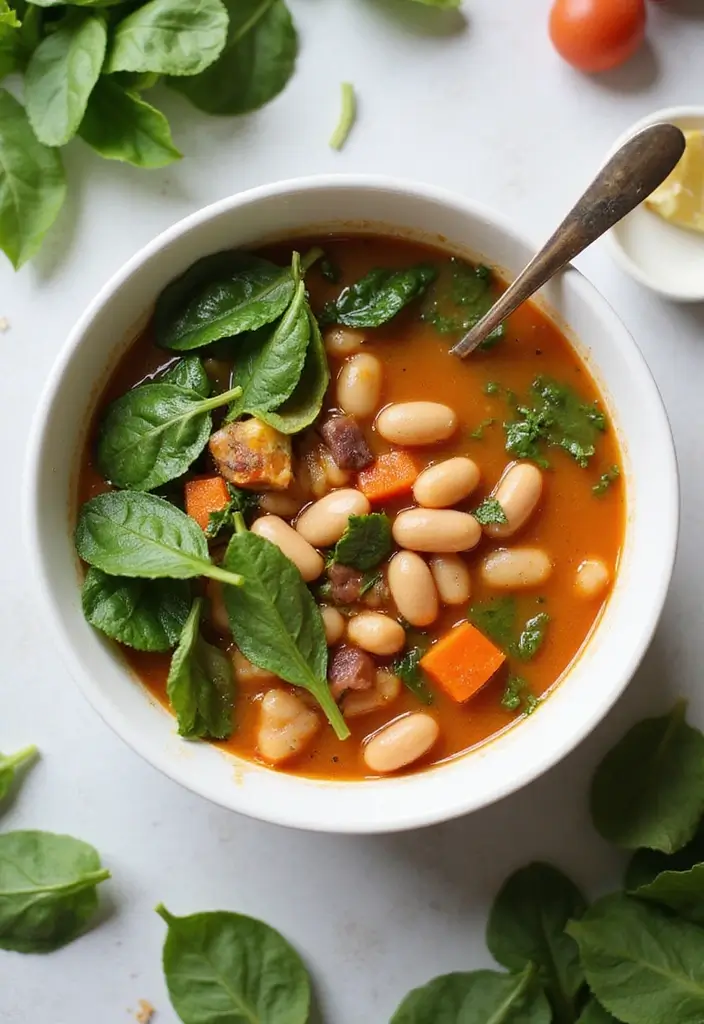 25+ Pinto Bean Soup Recipes Full of Protein and Flavor - 13. Pinto Bean and Spinach Soup