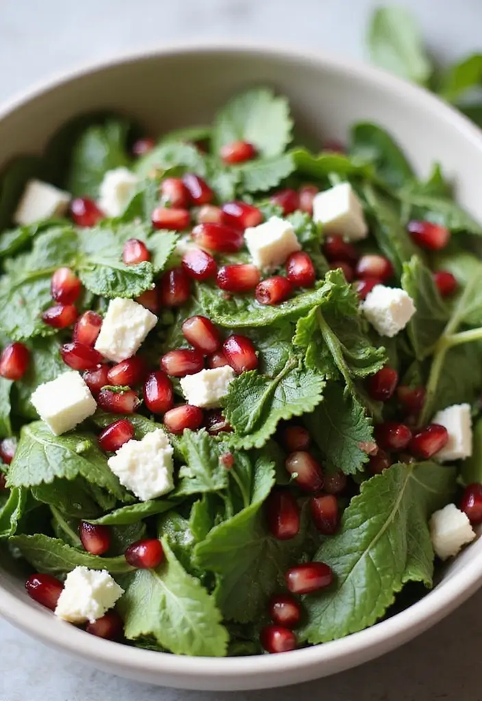 25+ Pomegranate Salad Recipes for a Burst of Color - 11. Pomegranate Feta Salad with Mint