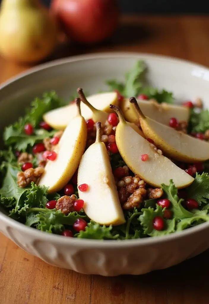25+ Pomegranate Salad Recipes for a Burst of Color - 15. Pomegranate and Pear Salad