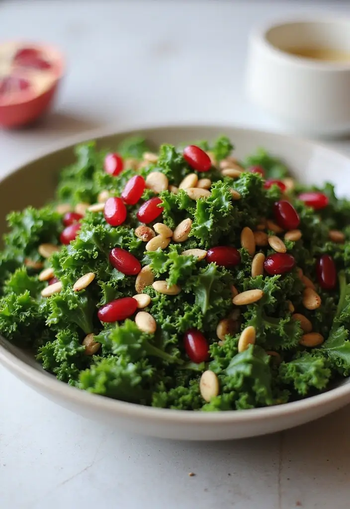 25+ Pomegranate Salad Recipes for a Burst of Color - 20. Pomegranate and Kale Salad
