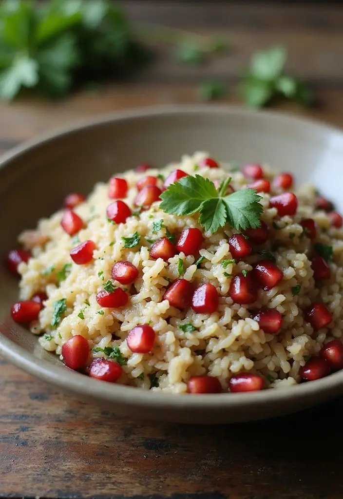 25+ Pomegranate Salad Recipes for a Burst of Color - 23. Pomegranate and Rice Salad