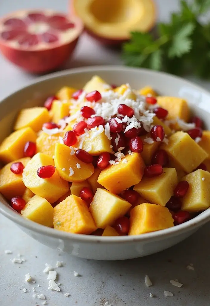 25+ Pomegranate Salad Recipes for a Burst of Color - 24. Tropical Pomegranate Salad