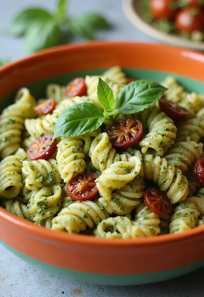 25+ Potluck Salad Recipes That Always Impress - 18. Pesto Pasta Salad