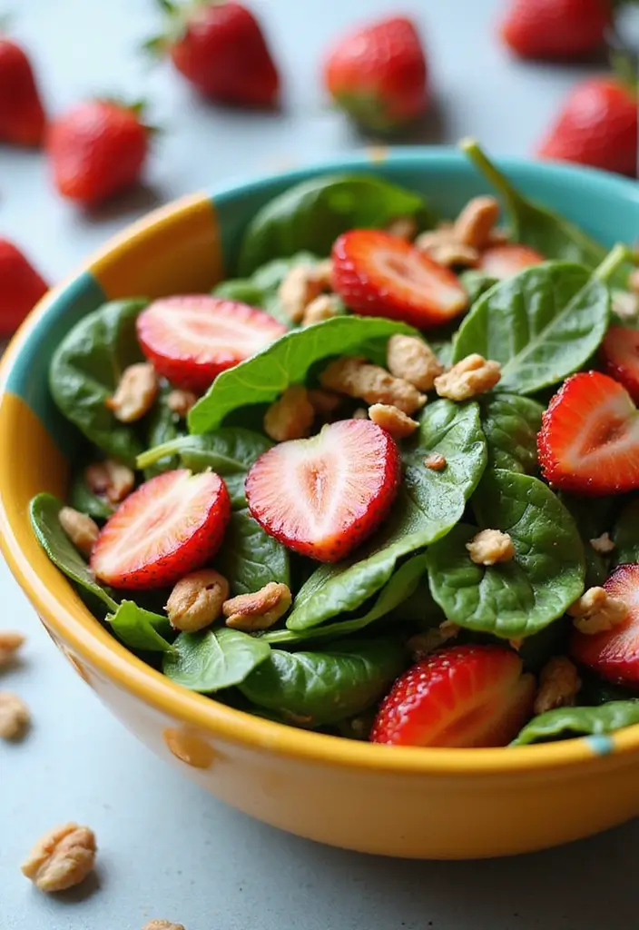 25+ Potluck Salad Recipes That Always Impress - 5. Spinach and Strawberry Salad