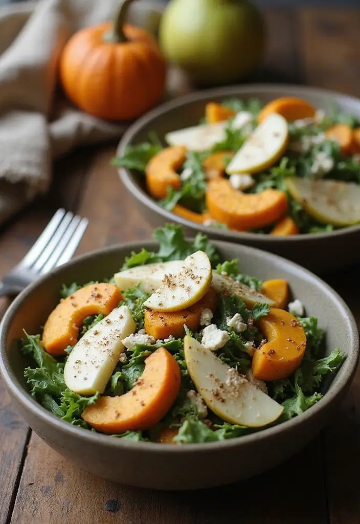 25+ Pumpkin Salad Recipes for Fall Flavor Lovers - 12. Pumpkin & Pear Salad with Gorgonzola