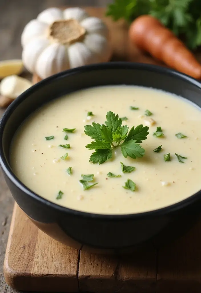 25+ Pureed Soup Recipes for Creamy Cozy Dinners 118 25+ Pureed Soup Recipes for Creamy Cozy Dinners - 18. Creamy Garlic Soup