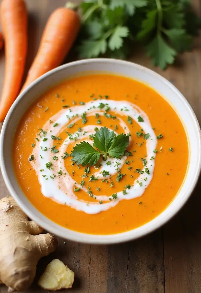 25+ Pureed Soup Recipes for Creamy Cozy Dinners 22 25+ Pureed Soup Recipes for Creamy Cozy Dinners - 4. Spicy Carrot Ginger Soup